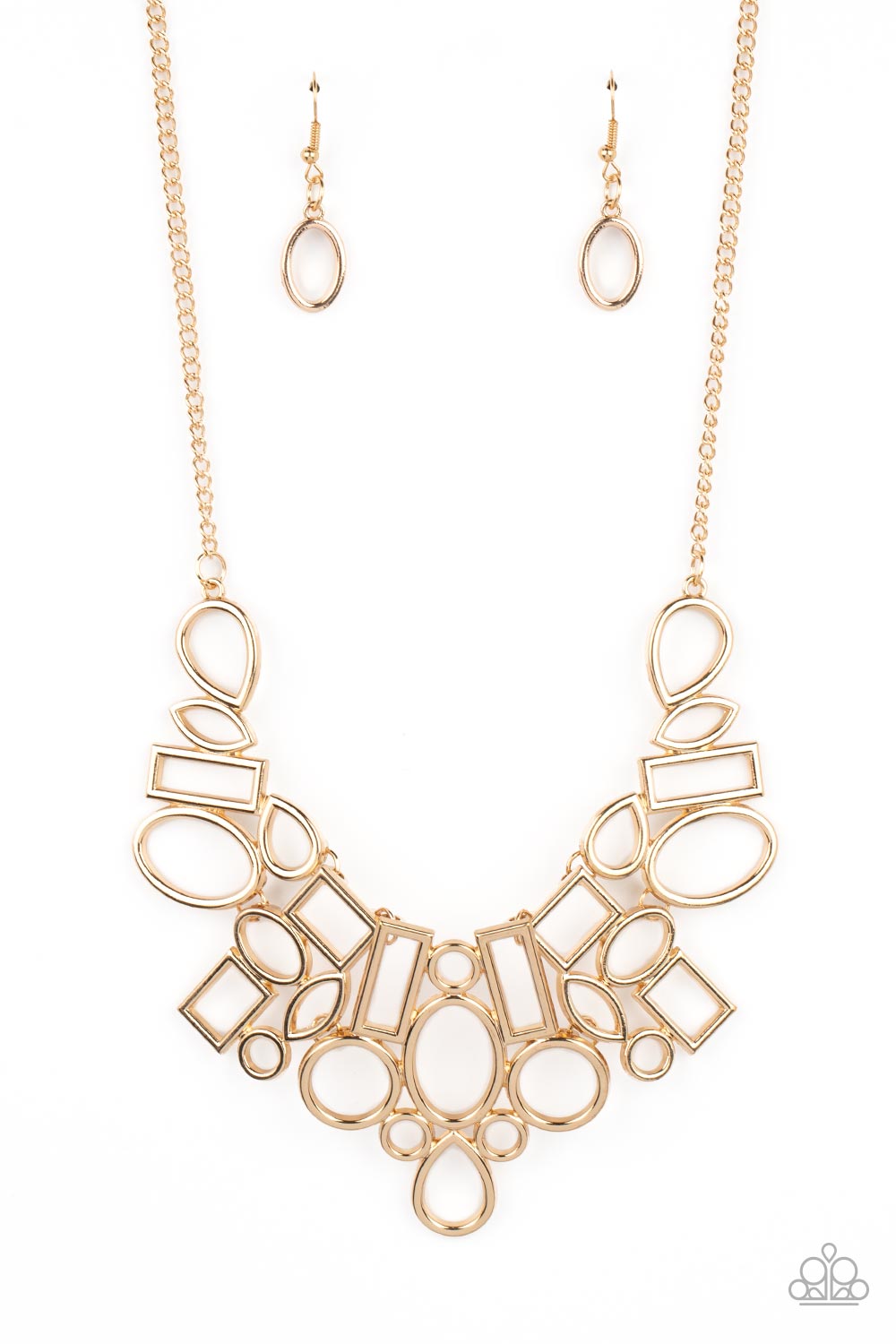 Geometric Grit - Gold Frame Geometric Necklace Paparazzi N1543