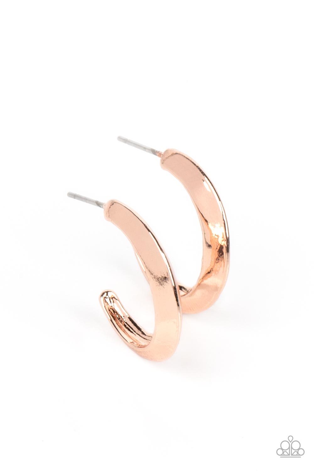 BEVEL Up - Rose Gold 1/2" Hoop Earring Paparazzi E0886