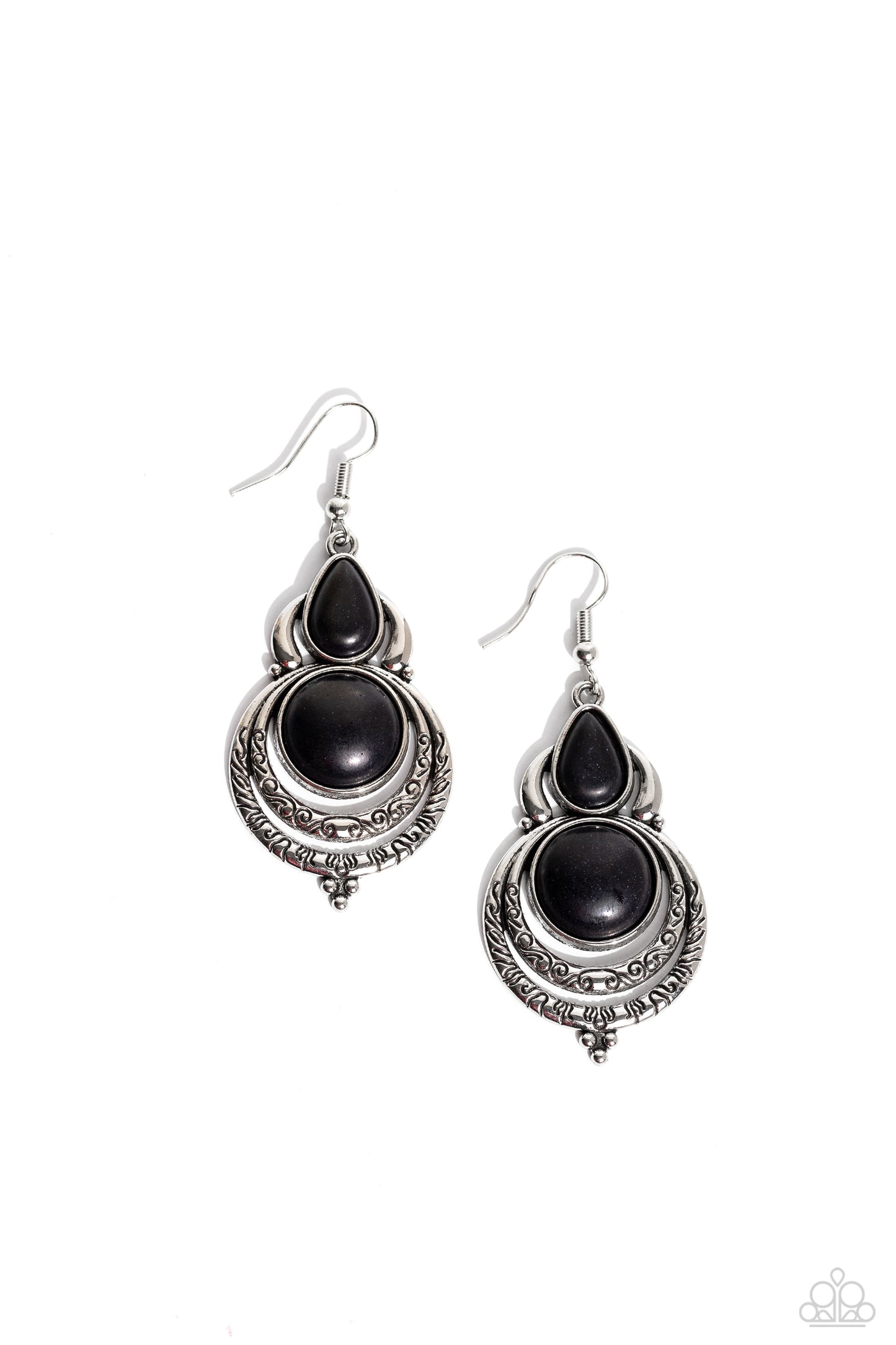 Sonoran Song - Black Stone Silver Santa Fe Style Earring Paparazzi E1538