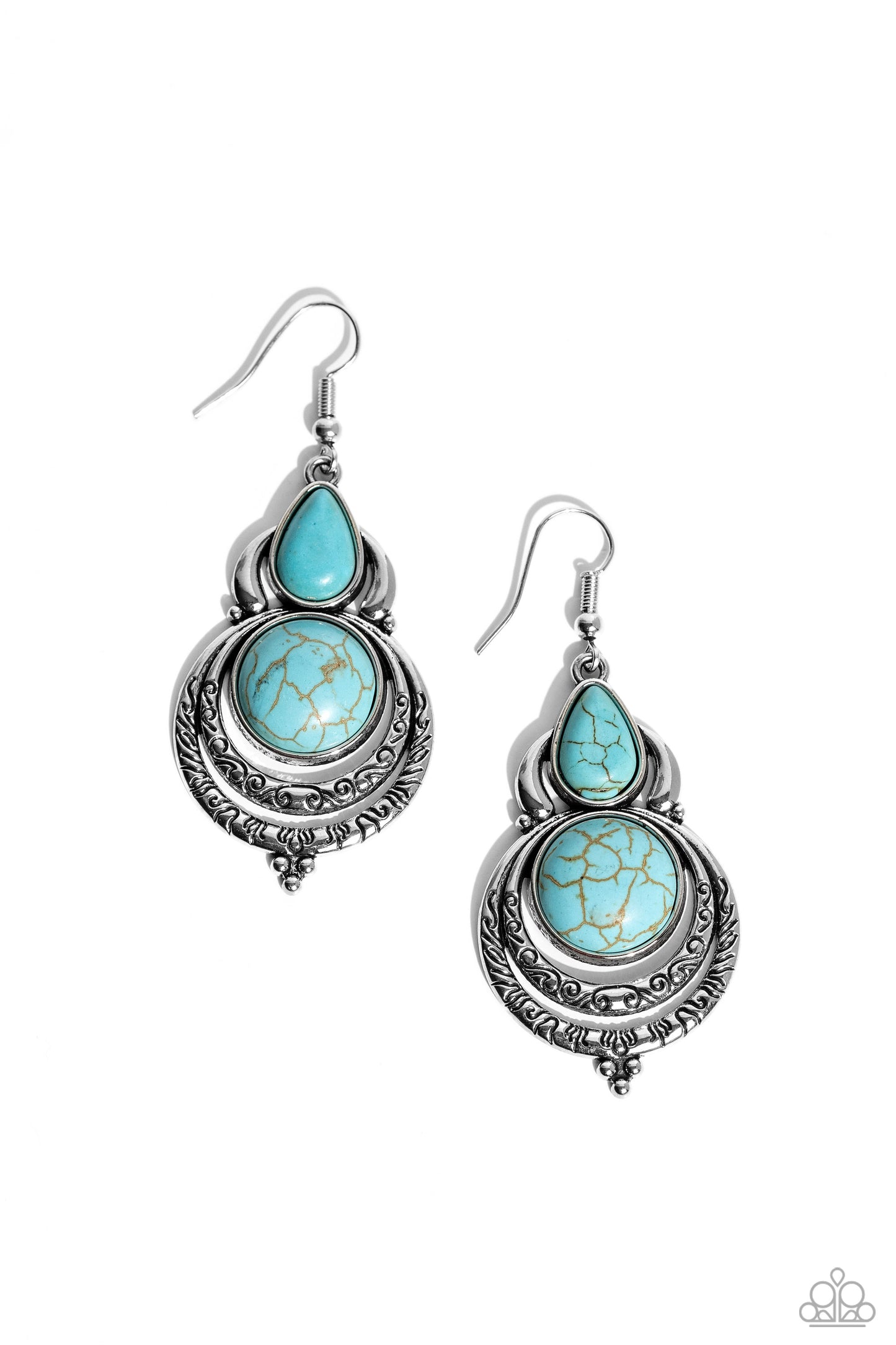 Sonoran Song - Blue Turquoise Stone Santa Fe Style Earring Paparazzi E1525