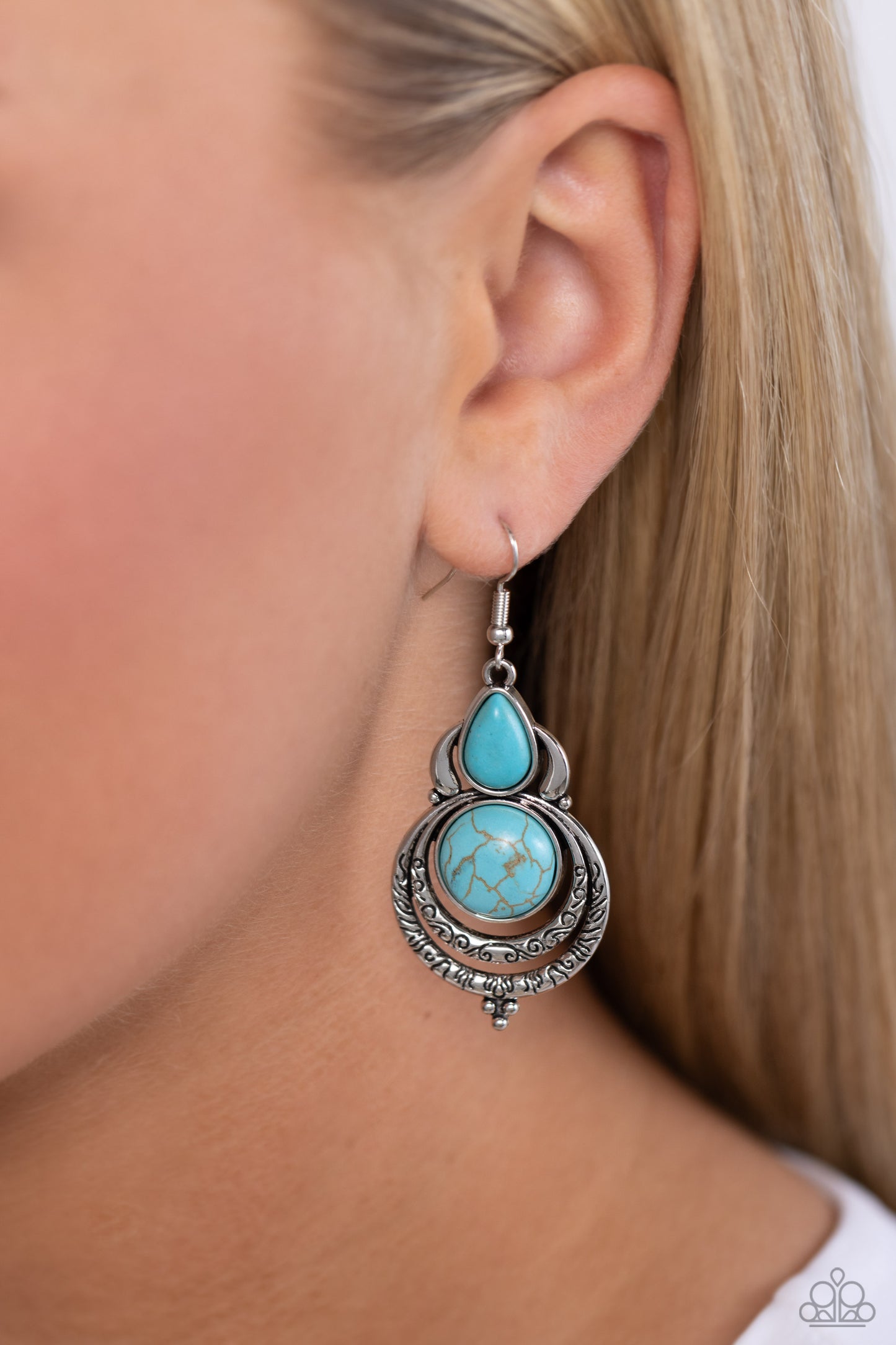 Sonoran Song - Blue Turquoise Stone Santa Fe Style Earring Paparazzi E1525