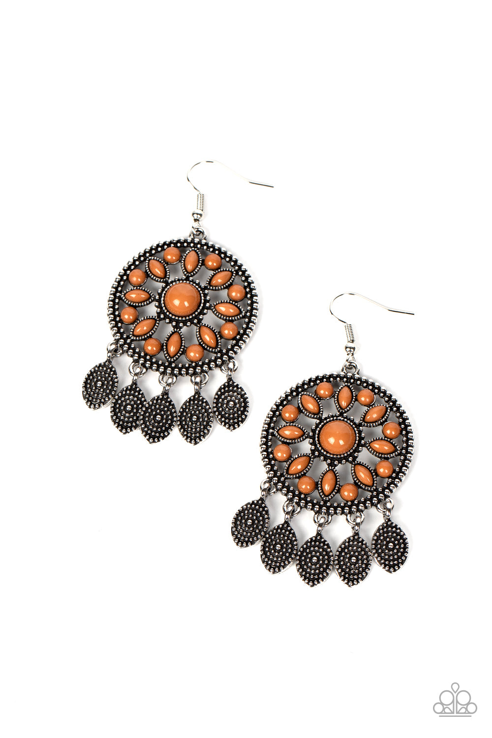 Sagebrush Symphony - Brown Beaded Floral Santa Fe Style Earring Paparazzi E1569