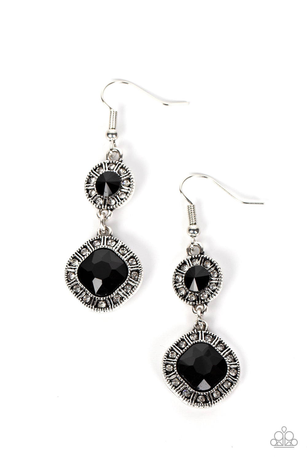 Modern Motives - Black & White Rhinestone Earring Paparazzi E1452