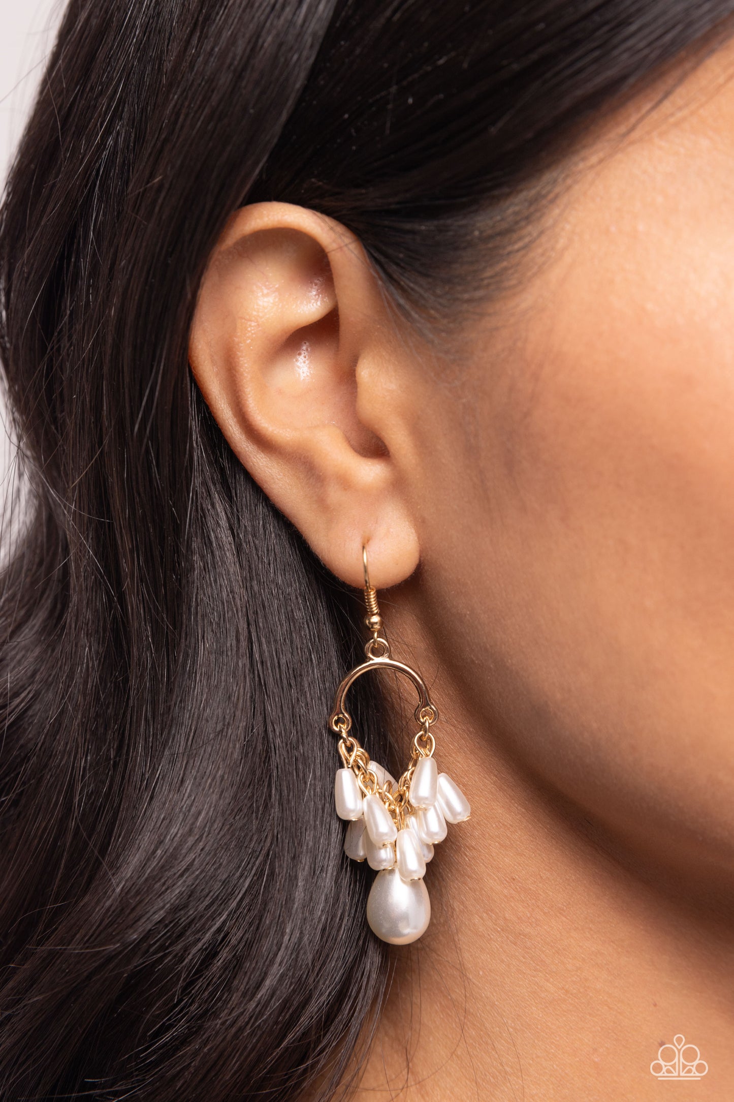 Ahoy There! - Gold & White Pearl Elegant Earring Paparazzi E2269