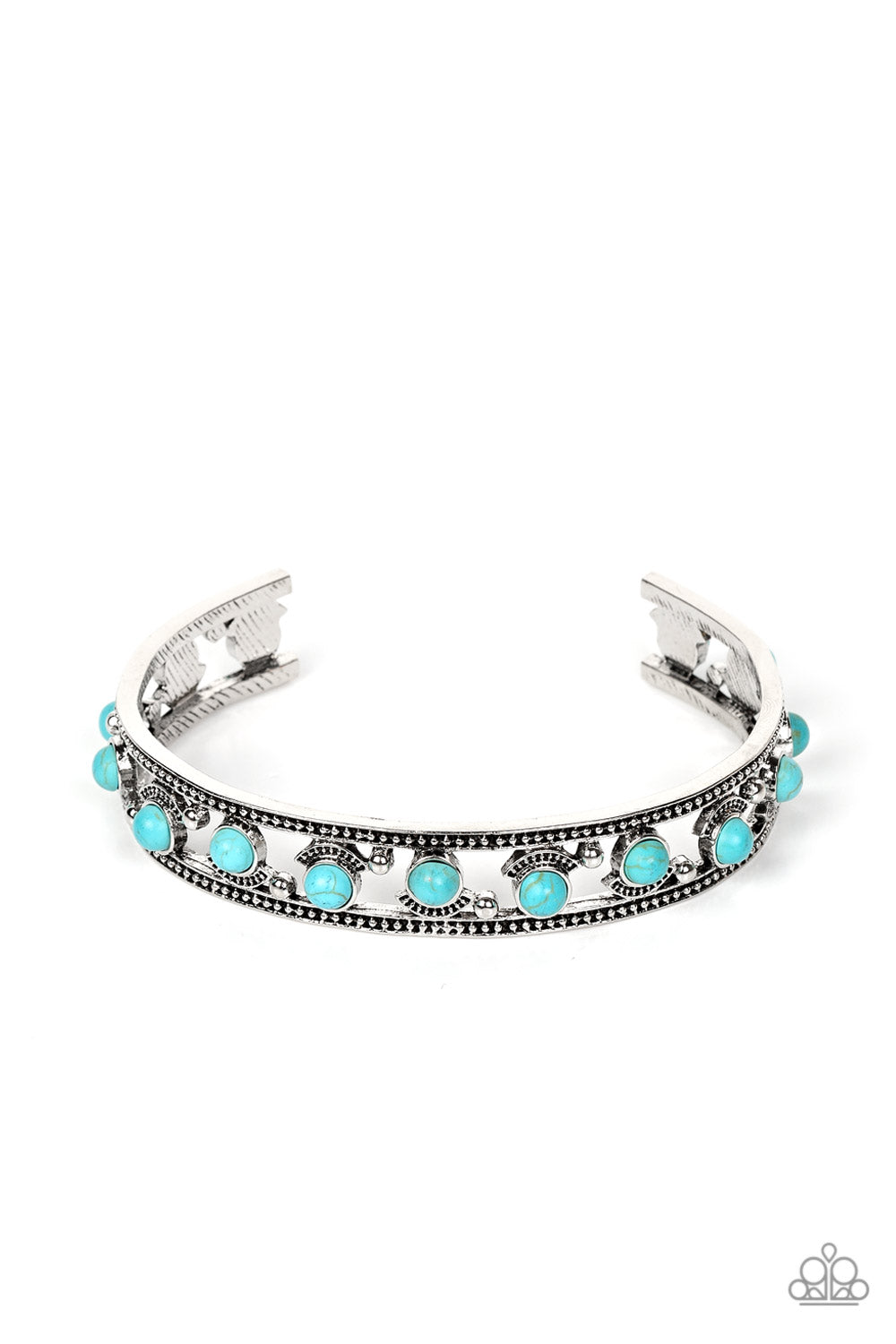 Badlands Bliss - Blue Turquoise Santa Fe Style Cuff Bracelet Paparazzi B0945