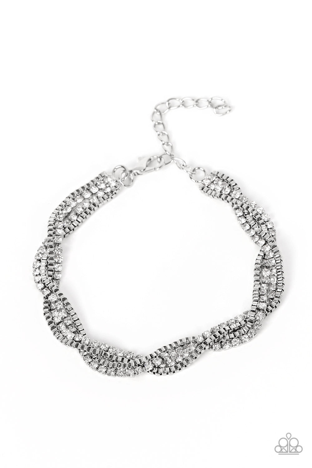 Box Office Bling - White Rhinestone Bracelet Paparazzi B0788