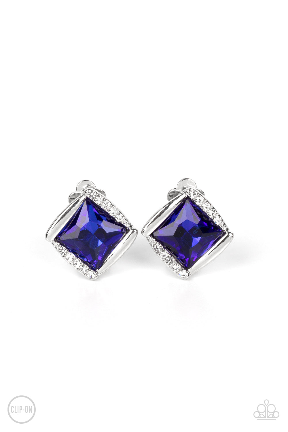 Sparkle Squared - Blue Clip On Earring Paparazzi E1445