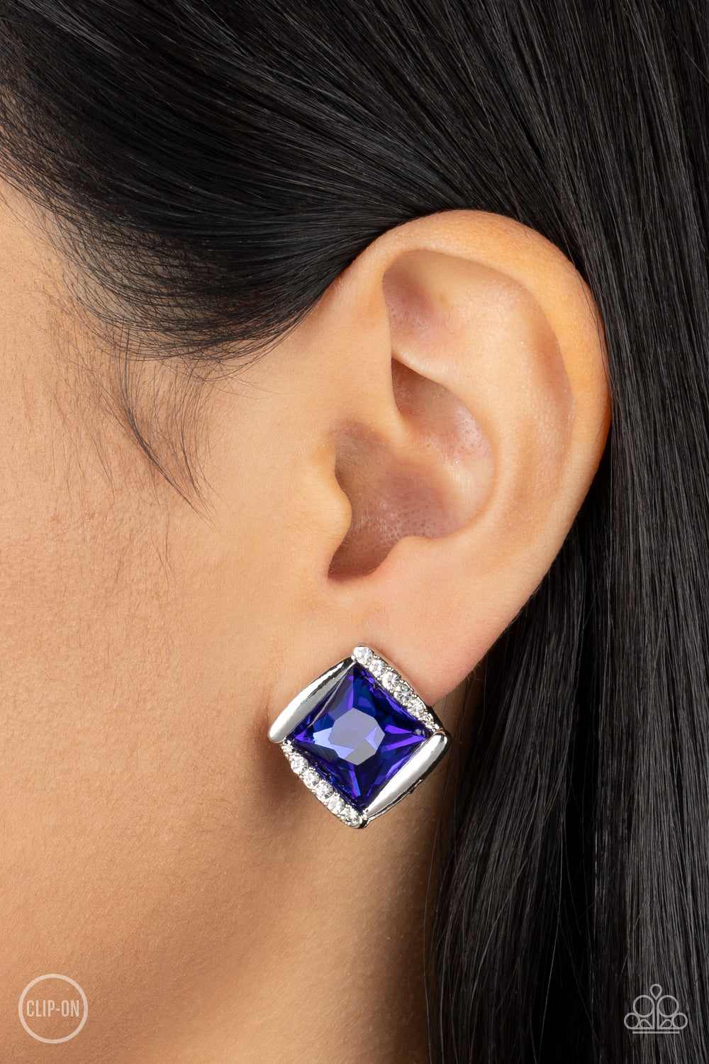 Sparkle Squared - Blue Clip On Earring Paparazzi E1445