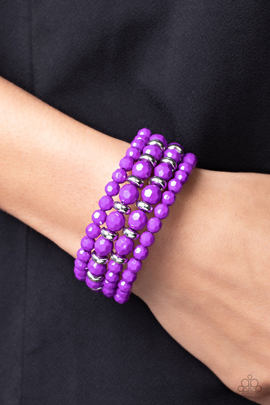 Its a Vibe - Purple Dahlia Bead Coil Bracelet Paparazzi B0651