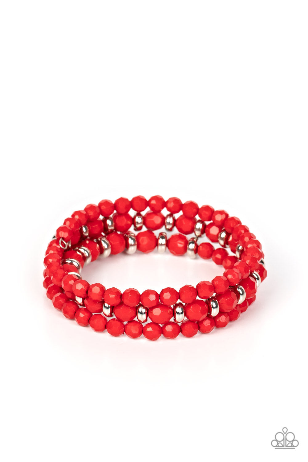 It's a Vibe - Red Poinciana Bead Coil Bracelet Paparazzi B0952