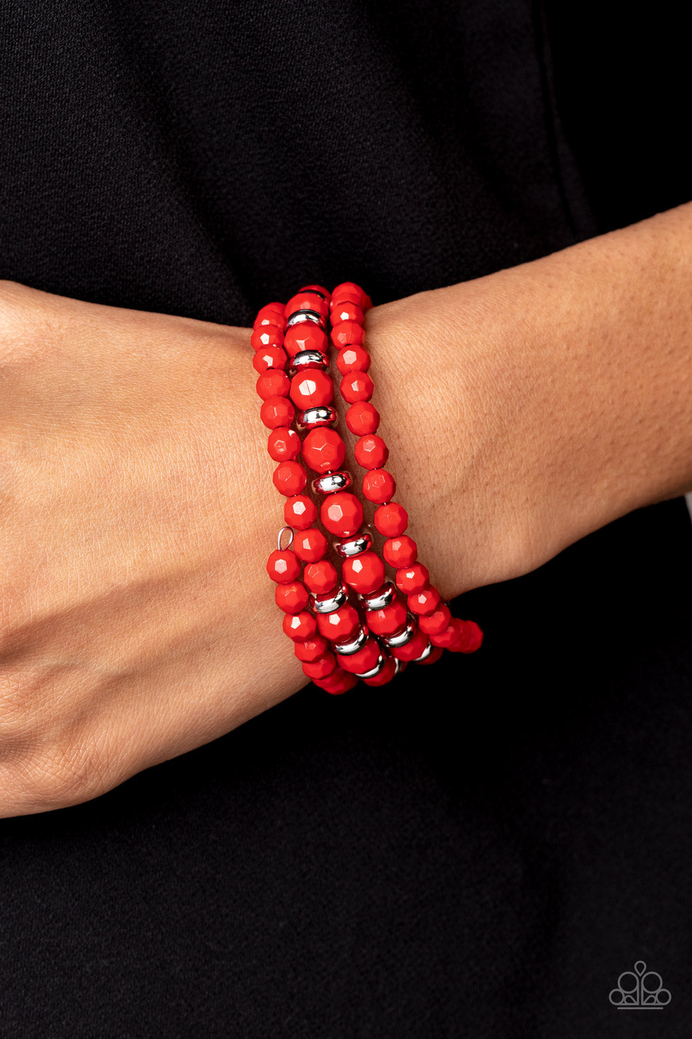 It's a Vibe - Red Poinciana Bead Coil Bracelet Paparazzi B0952