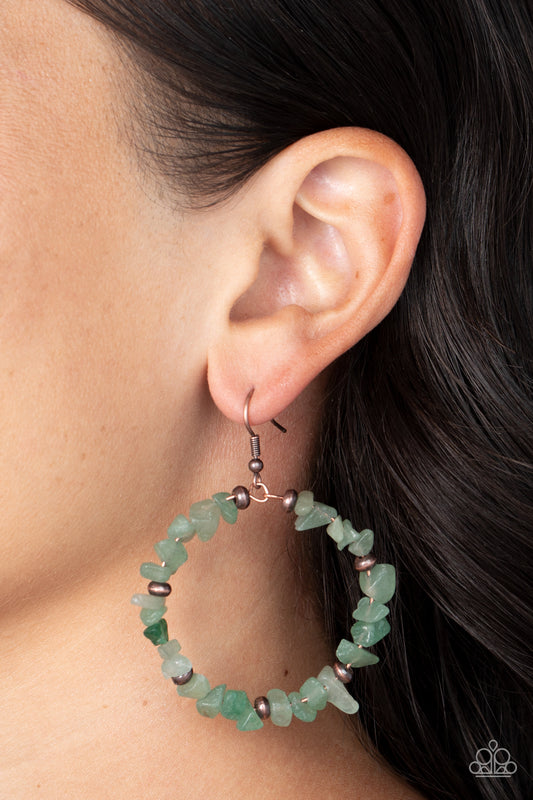 Mineral Mantra - Green Jade Stone Copper Earring Paparazzi E1315