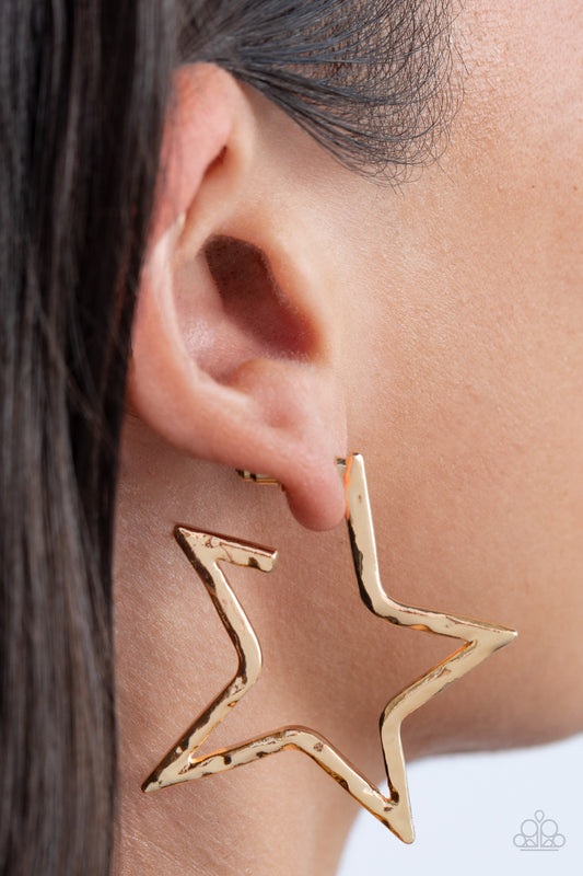 All-Star Attitude - Gold Hoop Earring Paparazzi E0787