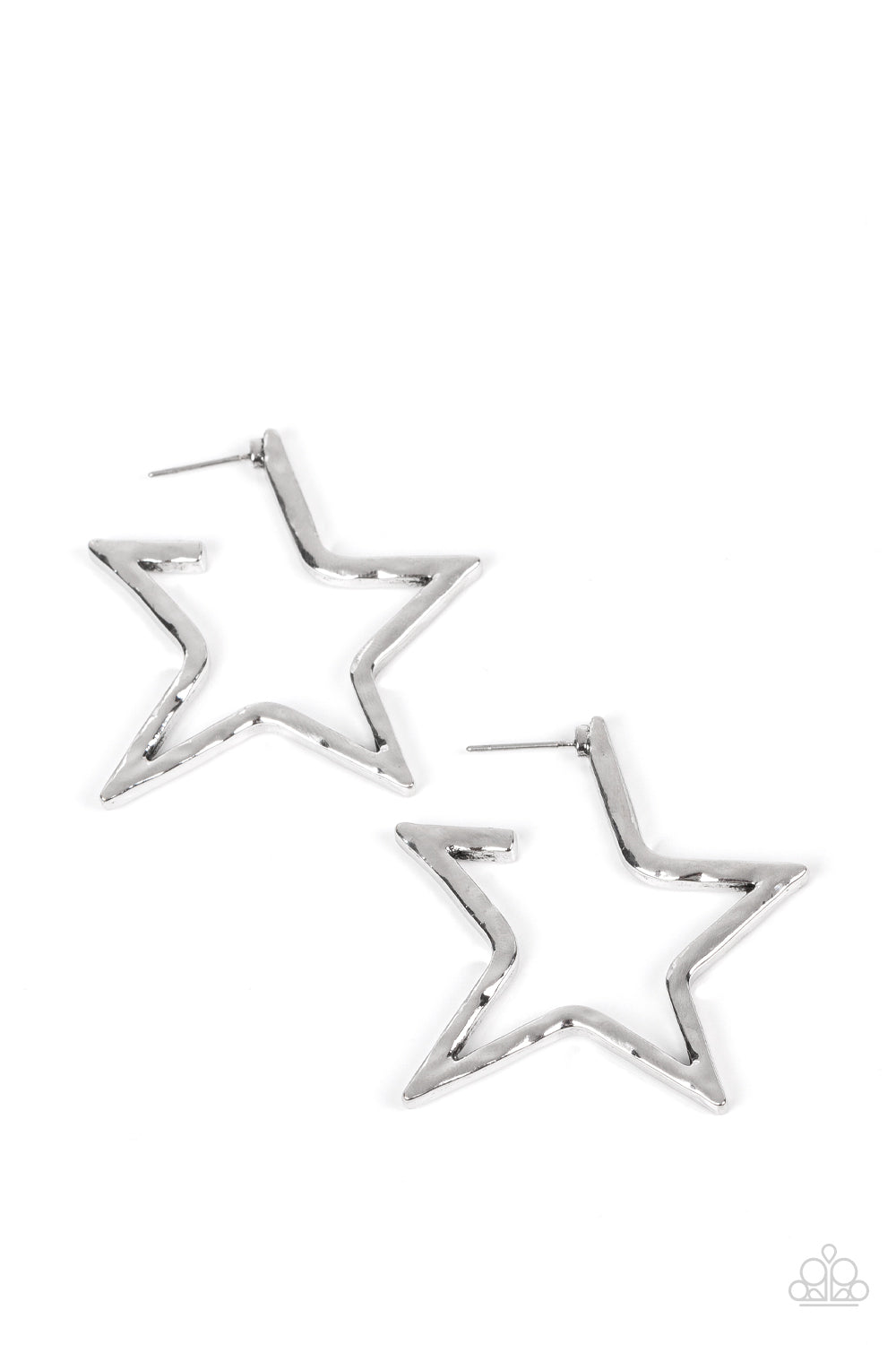 All-Star Attitude - Silver Star Hoop Earring Paparazzi E0765