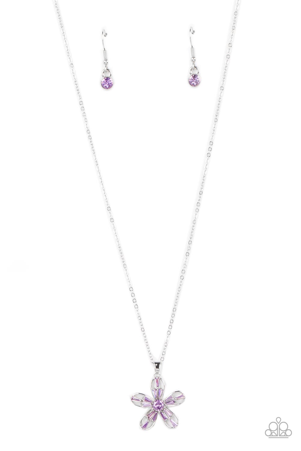 Botanical Ballad - Purple Very Peri Rhinestone Flower Necklace Paparazzi N1646