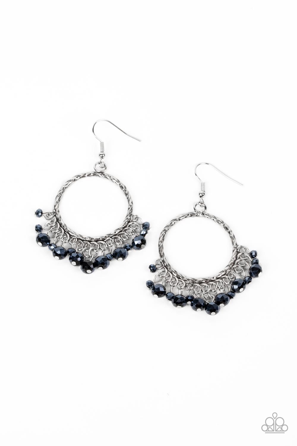 As if by Magic - Blue Crystal Like Bead Glittery Fringe Earring Paparazzi E1132