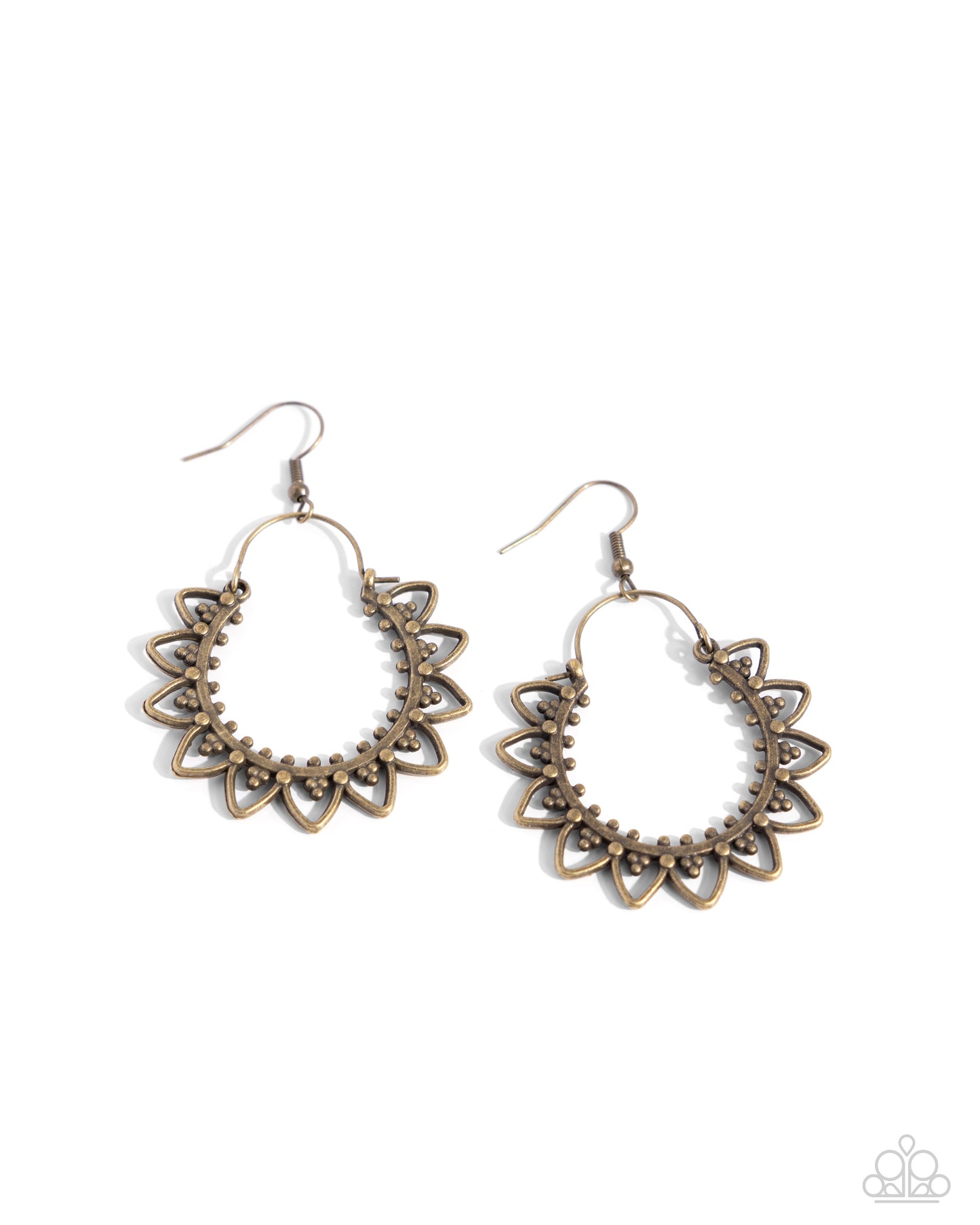 Botanical Tambourine - Brass Flowery Fringe Earring Paparazzi E1921