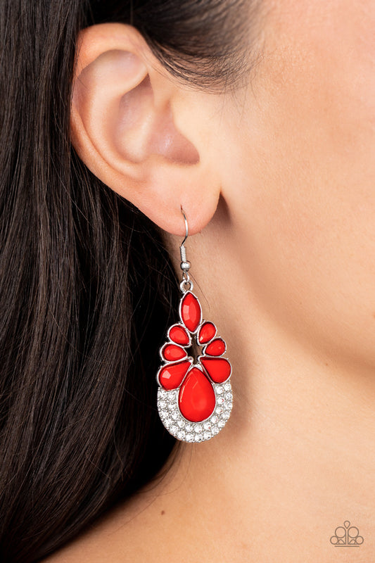 Beachfront Formal - Red Teardrop Poinciana Bead Earring Paparazzi E1511