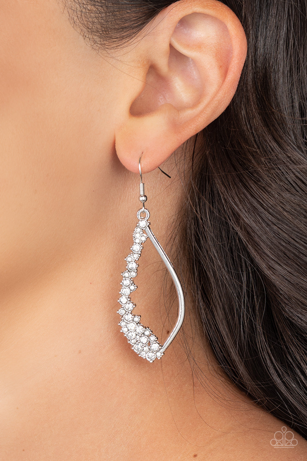 Sparkly Side Effects - White Rhinestone Bubbly Sparkle Earring Paparazzi E1484