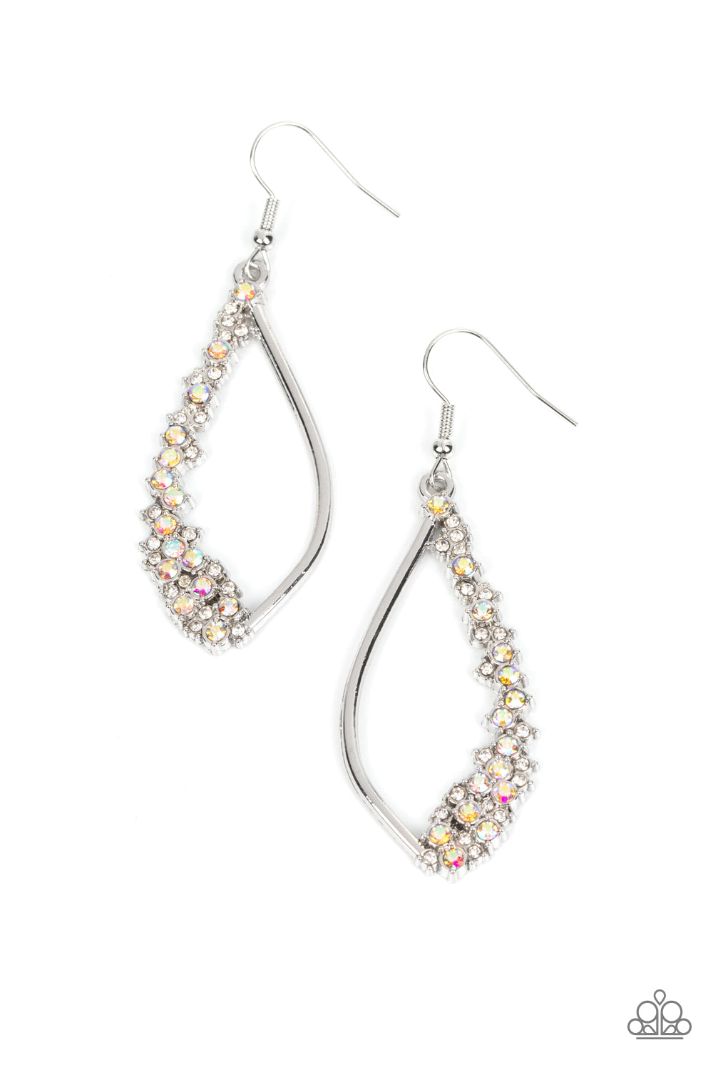 Sparkly Side Effects - Multi White & Iridescent Rhinestone Earring Paparazzi E1368