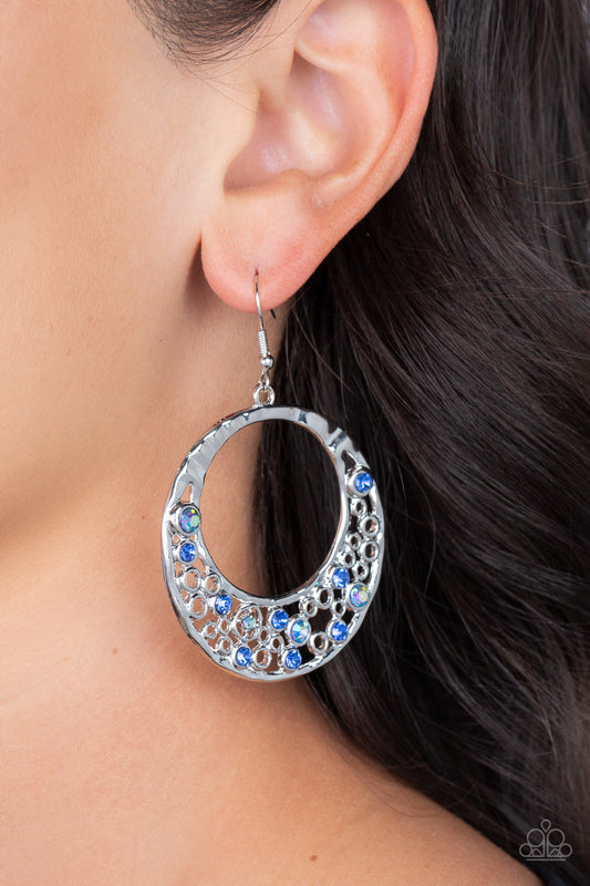 Enchanted Effervescence - Blue & Iridescent Rhinestone Earring Paparazzi E1323