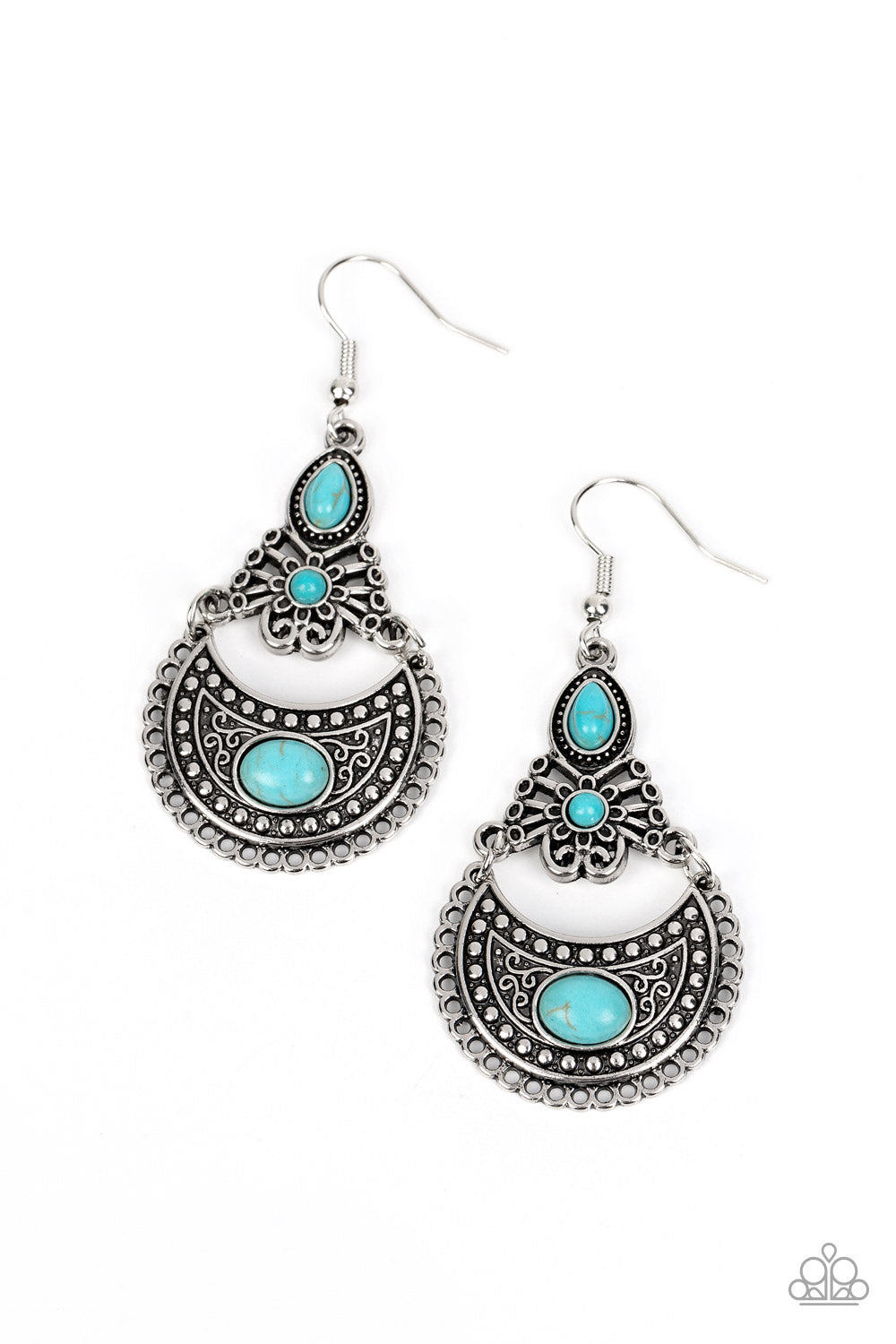 Sahara Samba - Blue Turquoise Stone Santa Fe Style Earring Paparazzi E1637