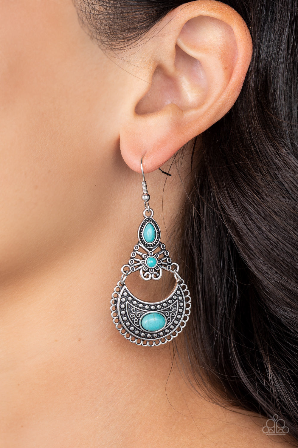 Sahara Samba - Blue Turquoise Stone Santa Fe Style Earring Paparazzi E1637