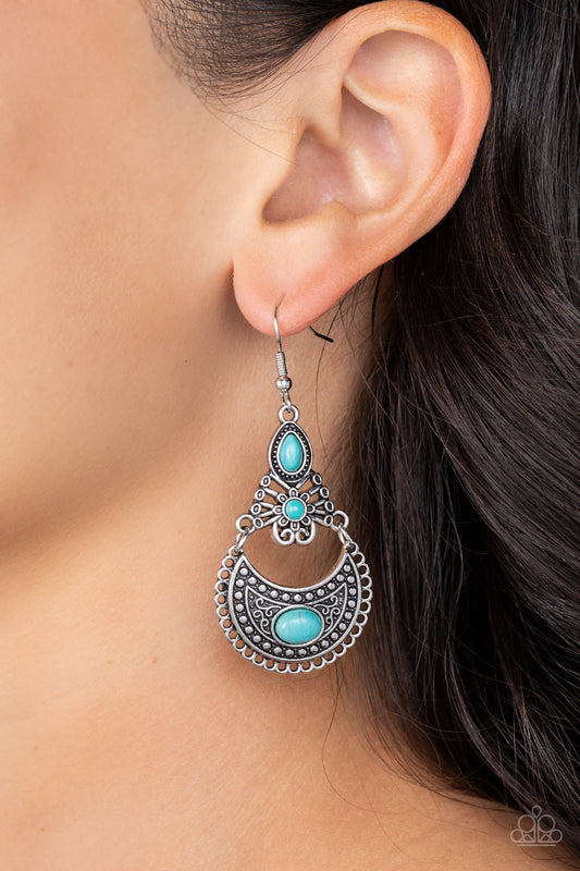 Sahara Samba - Blue Turquoise Stone Santa Fe Style Earring Paparazzi E1637