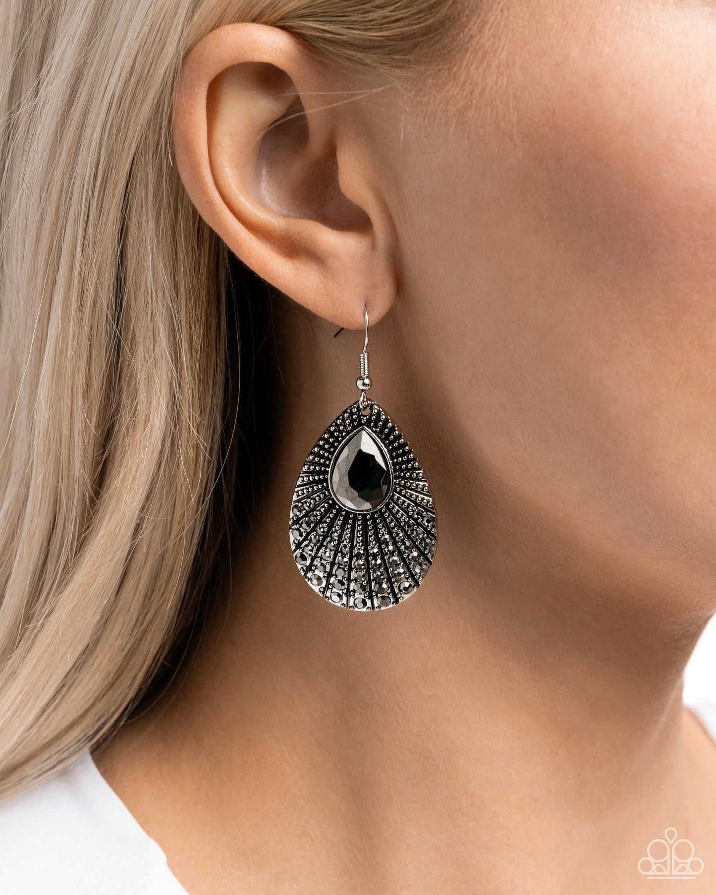 Urban Relic - Silver Hematite Teardrop Earring Paparazzi E1941