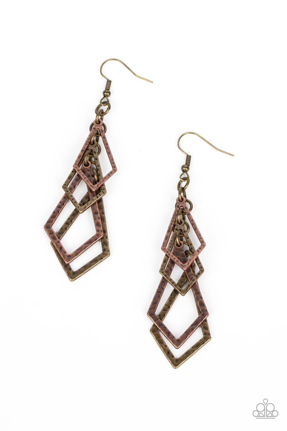 Totally TERRA-ific - Multi Brass & Copper Geometric Earring Paparazzi E1328