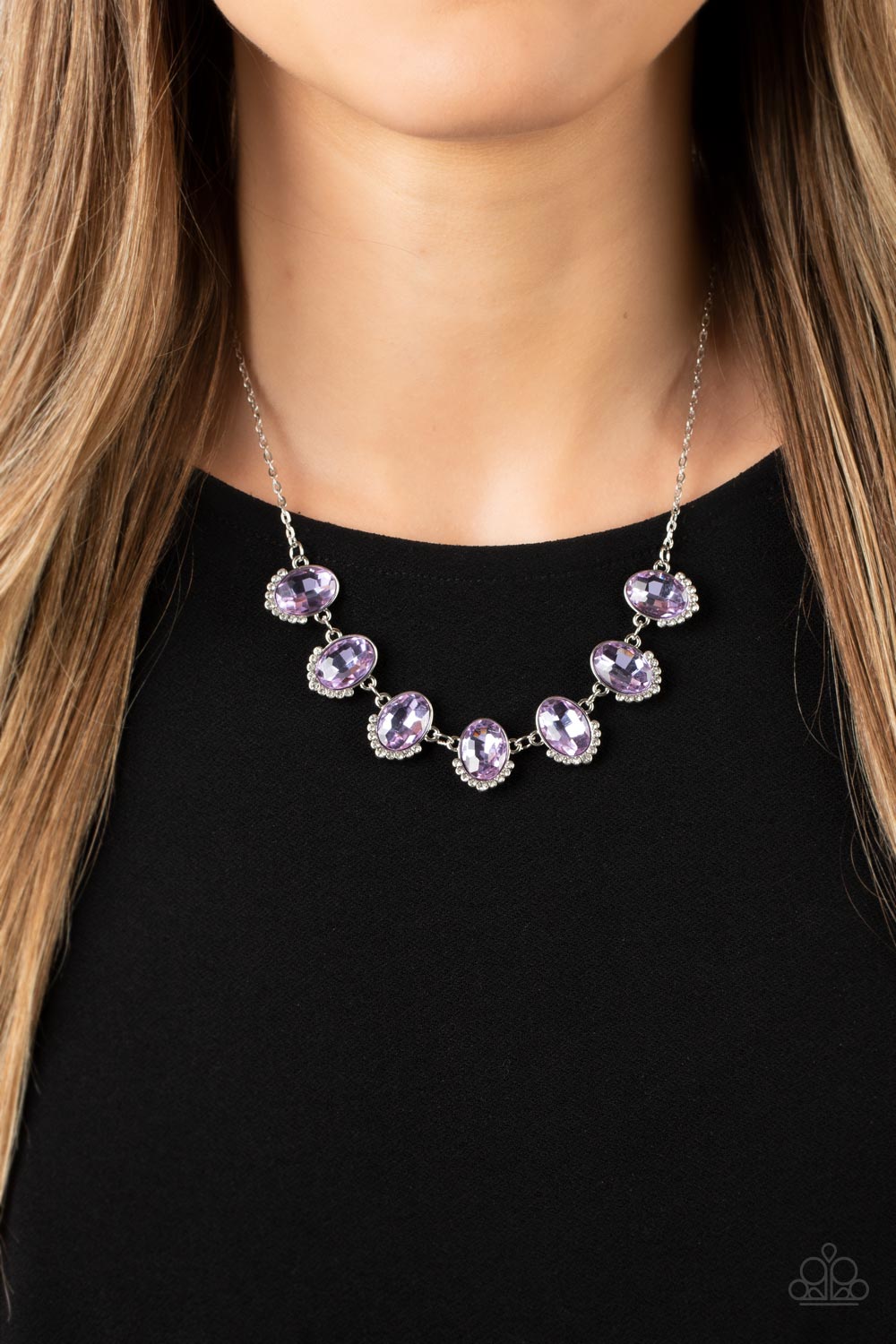 Unleash Your Sparkle - Purple And White Rhinestone Necklace Paparazzi N0934