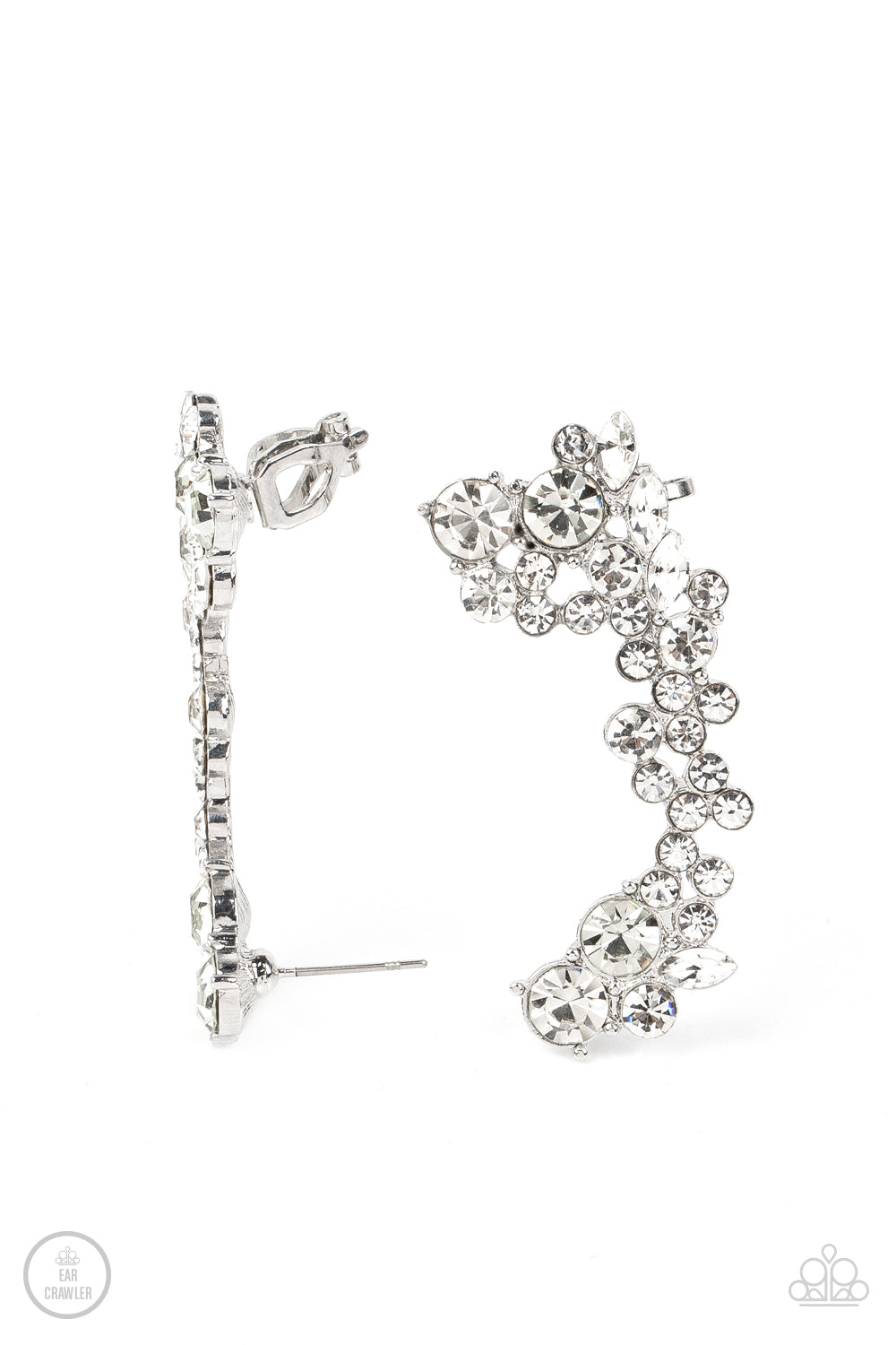 Astronomical Allure - White Rhinestone Ear Crawler Earring Paparazzi E0943