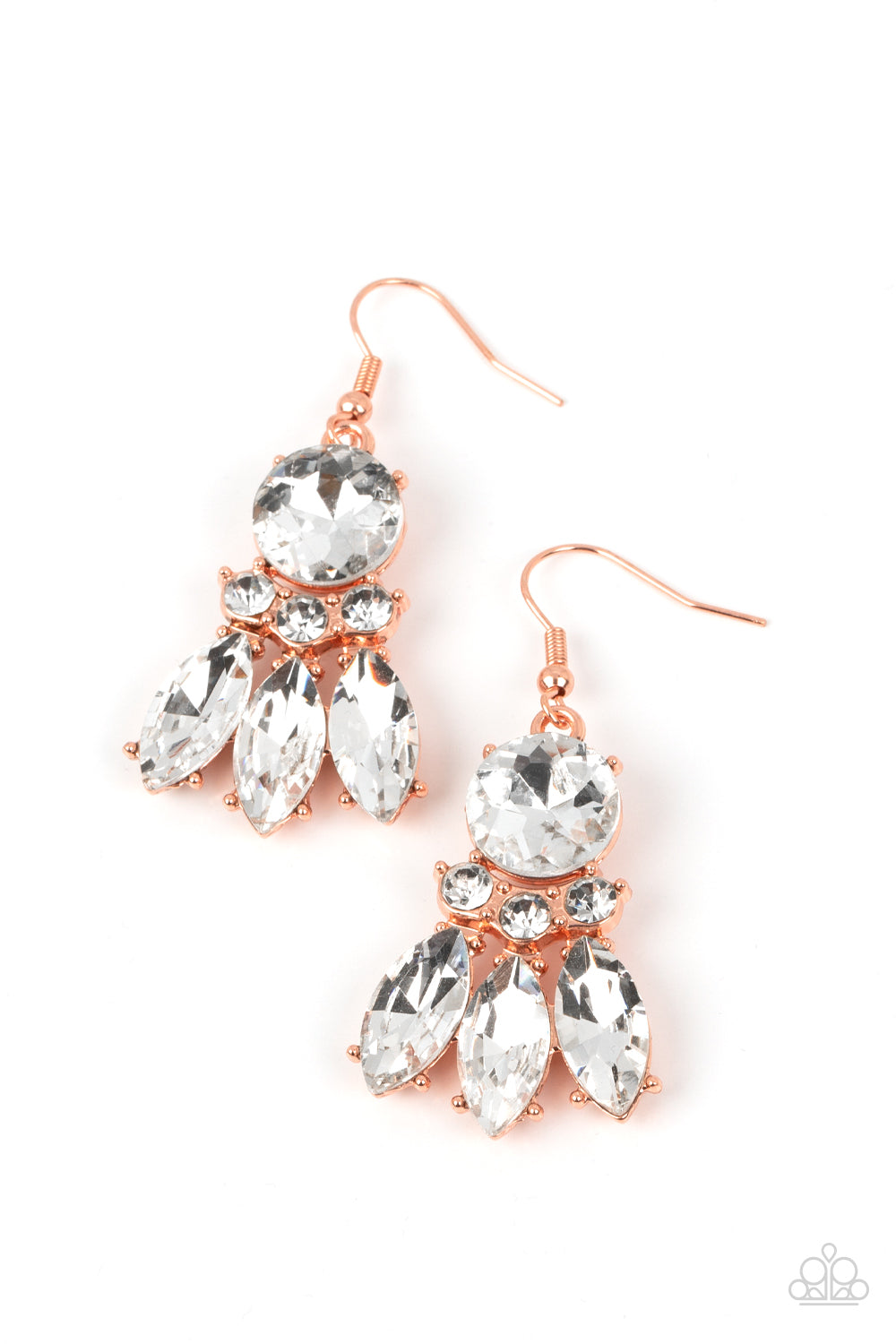 To have and to SPARKLE - Copper White Rhinestone Earring Paparazzi E0842