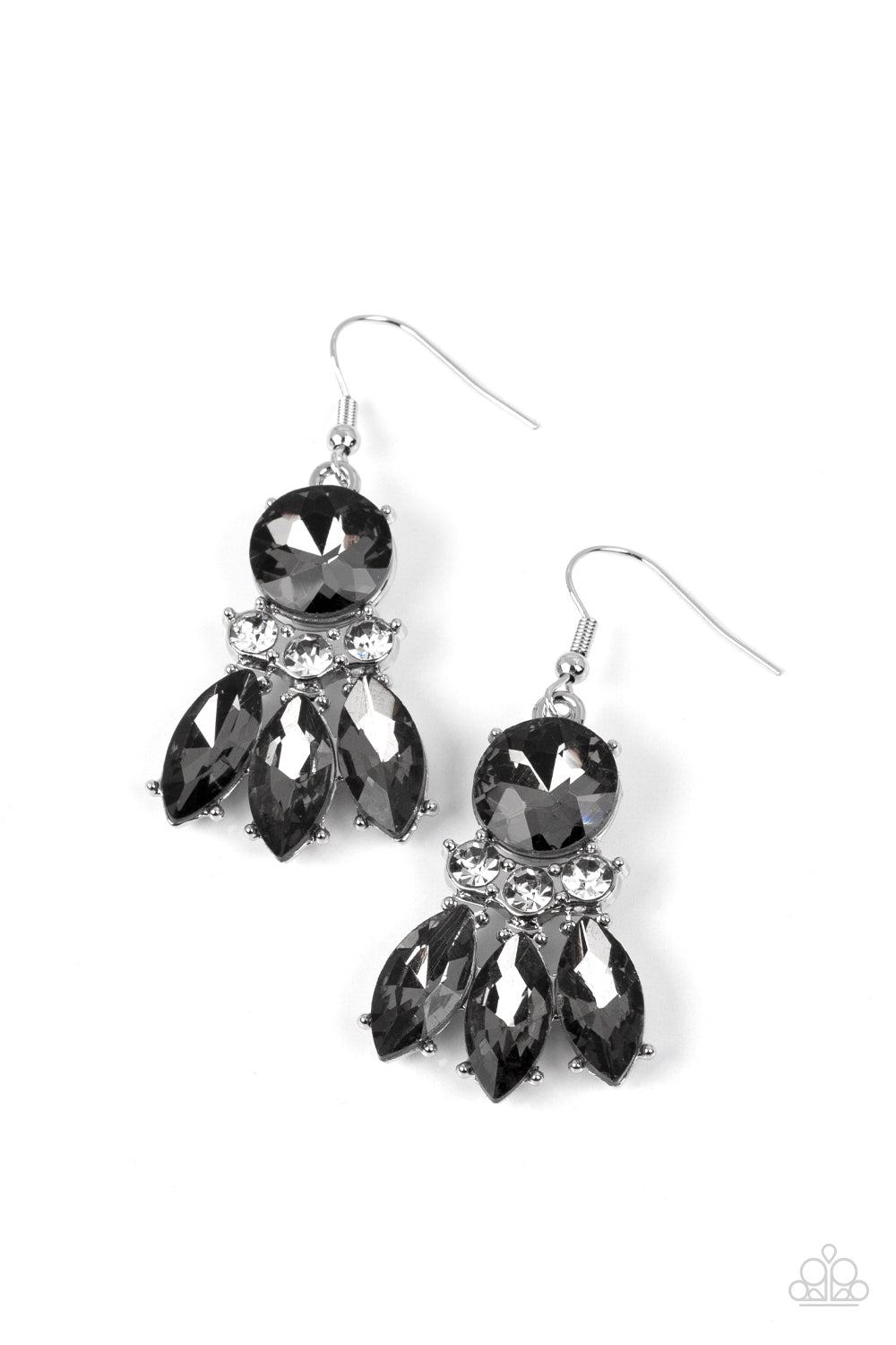 To have and to SPARKLE - Silver Smoky Rhinestone Earring Paparazzi E1233