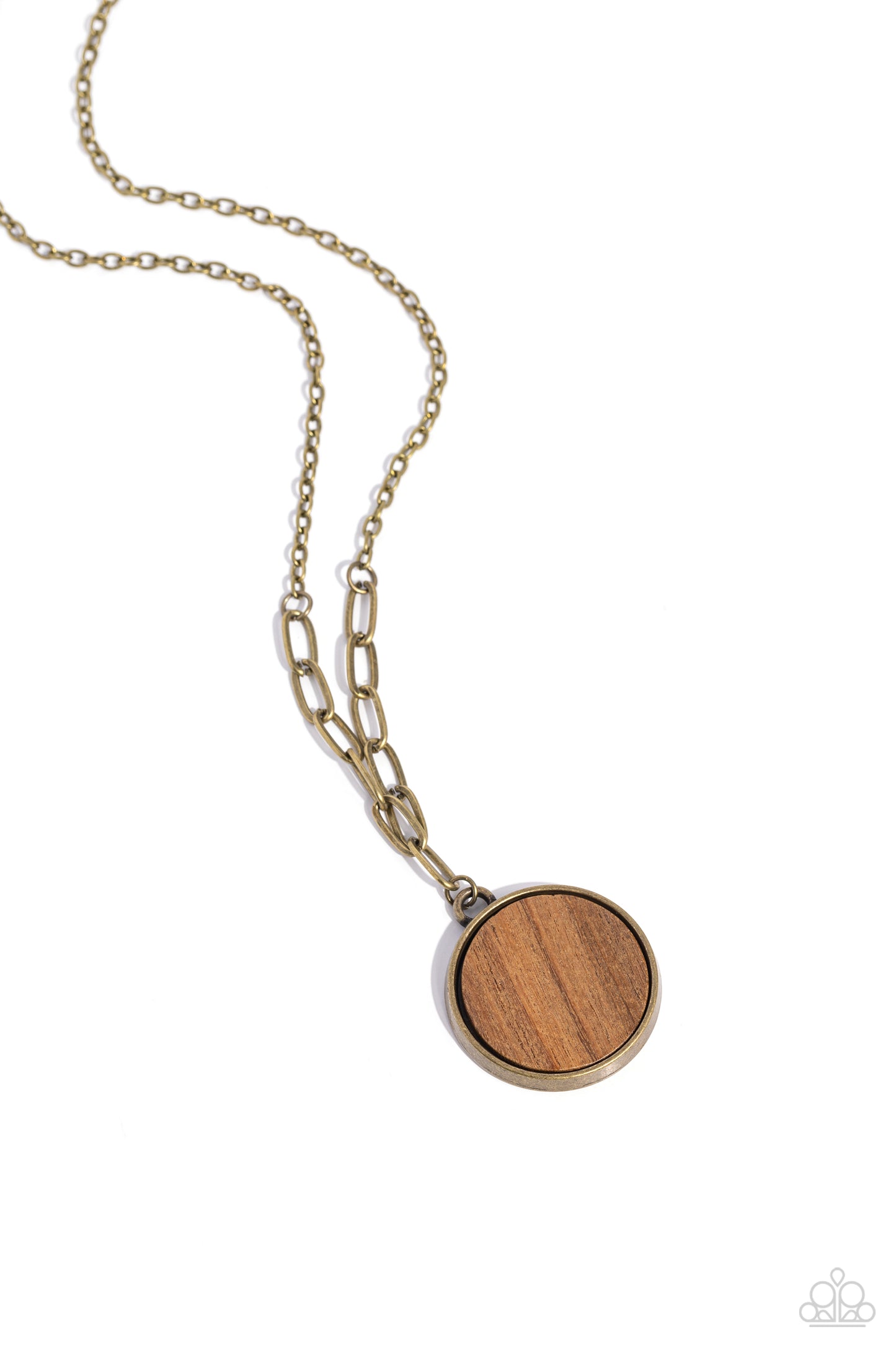 WOODnt Dream of It - Brass & Brown Wood Earthy Pendant Necklace Paparazzi N2077