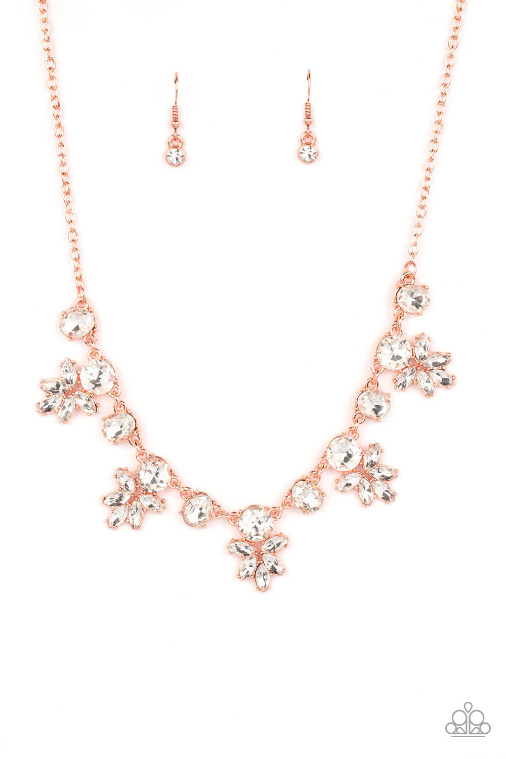 Prismatic Proposal - Copper White Rhinestone Necklace Paparazzi N1011