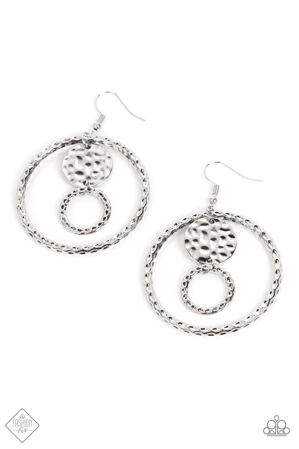 Mojave Metal Art - Silver Hammered Ring Earring Santa Fe Style Fashion Fix 2022 Paparazzi E0872