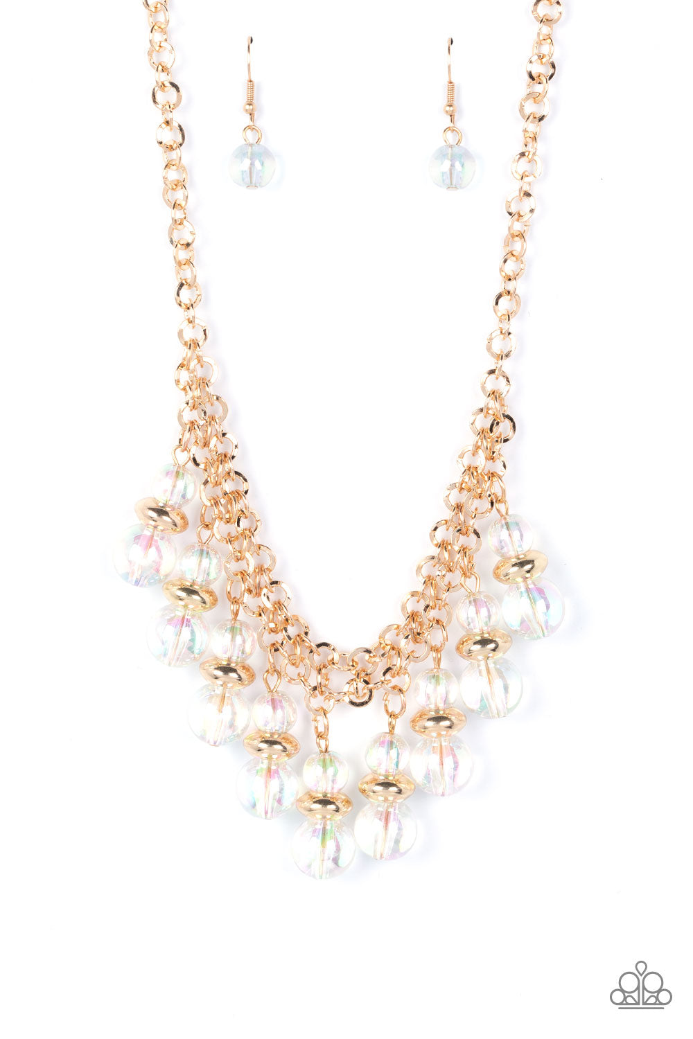 Deep Space Diva - Gold Chain And Glassy Bead Necklace Paparazzi N1101