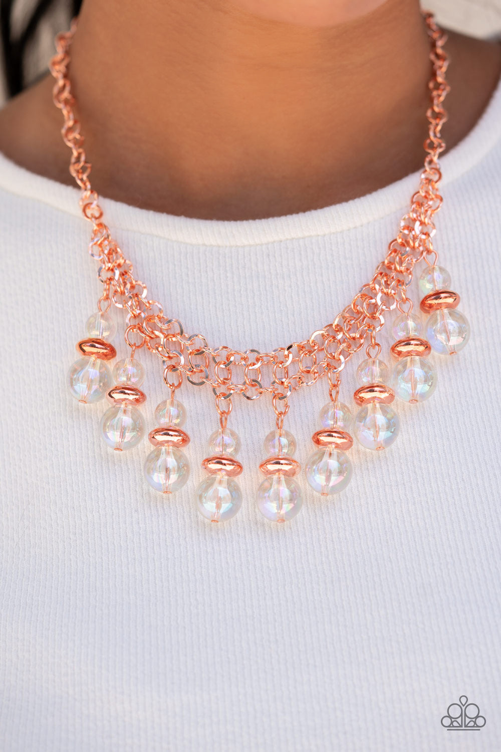 Deep Space Diva - Copper Glassy Bead Necklace Paparazzi N1036 Convention Exclusive