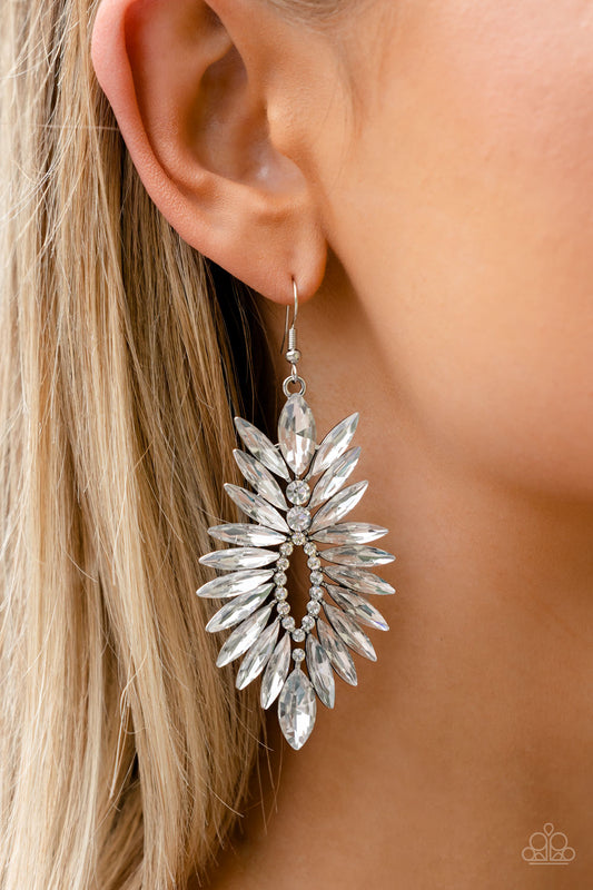 Turn up the Luxe - White Rhinestone Earring Life Of The Party October 2022 Paparazzi E0996