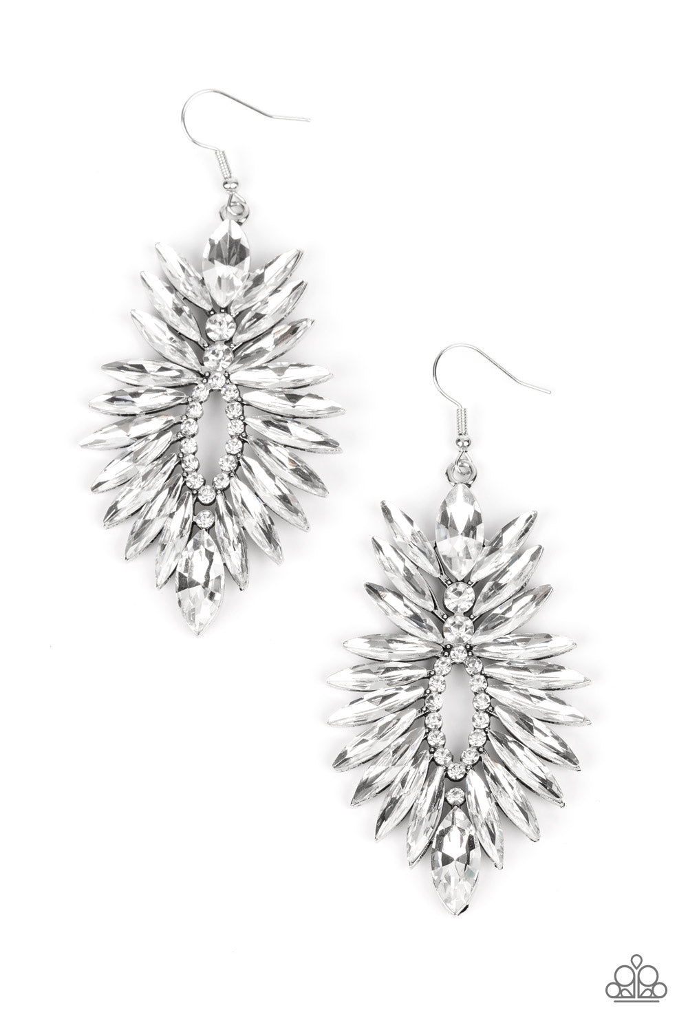 Turn up the Luxe - White Rhinestone Earring Life Of The Party October 2022 Paparazzi E0996