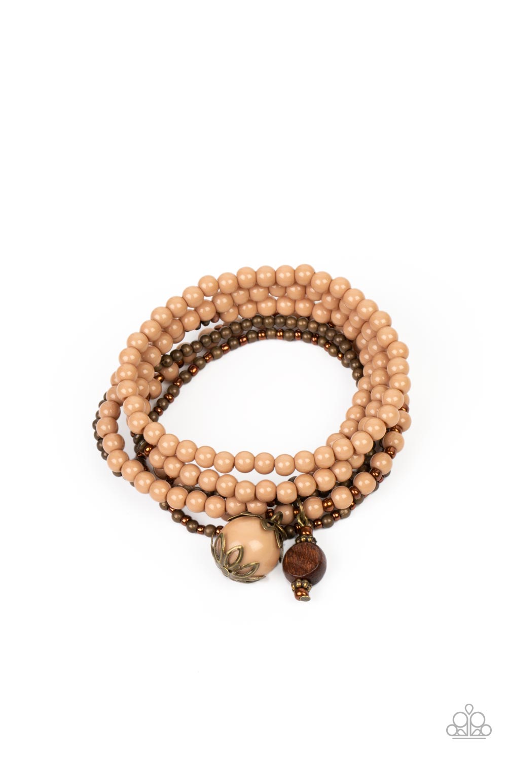 Epic Escapade - Brown Wooden Bead Stretch Bracelet Paparazzi B1065