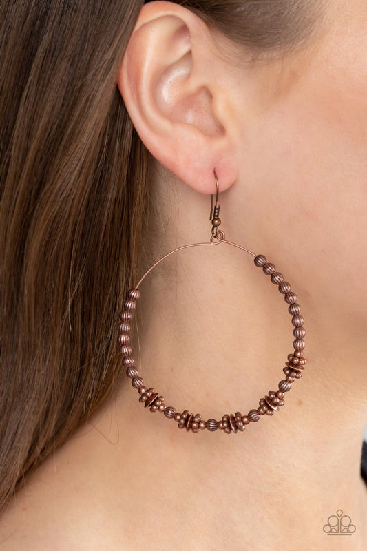 Simple Synchrony - Copper Bead Earring Santa Fe Style Paparazzi E0994