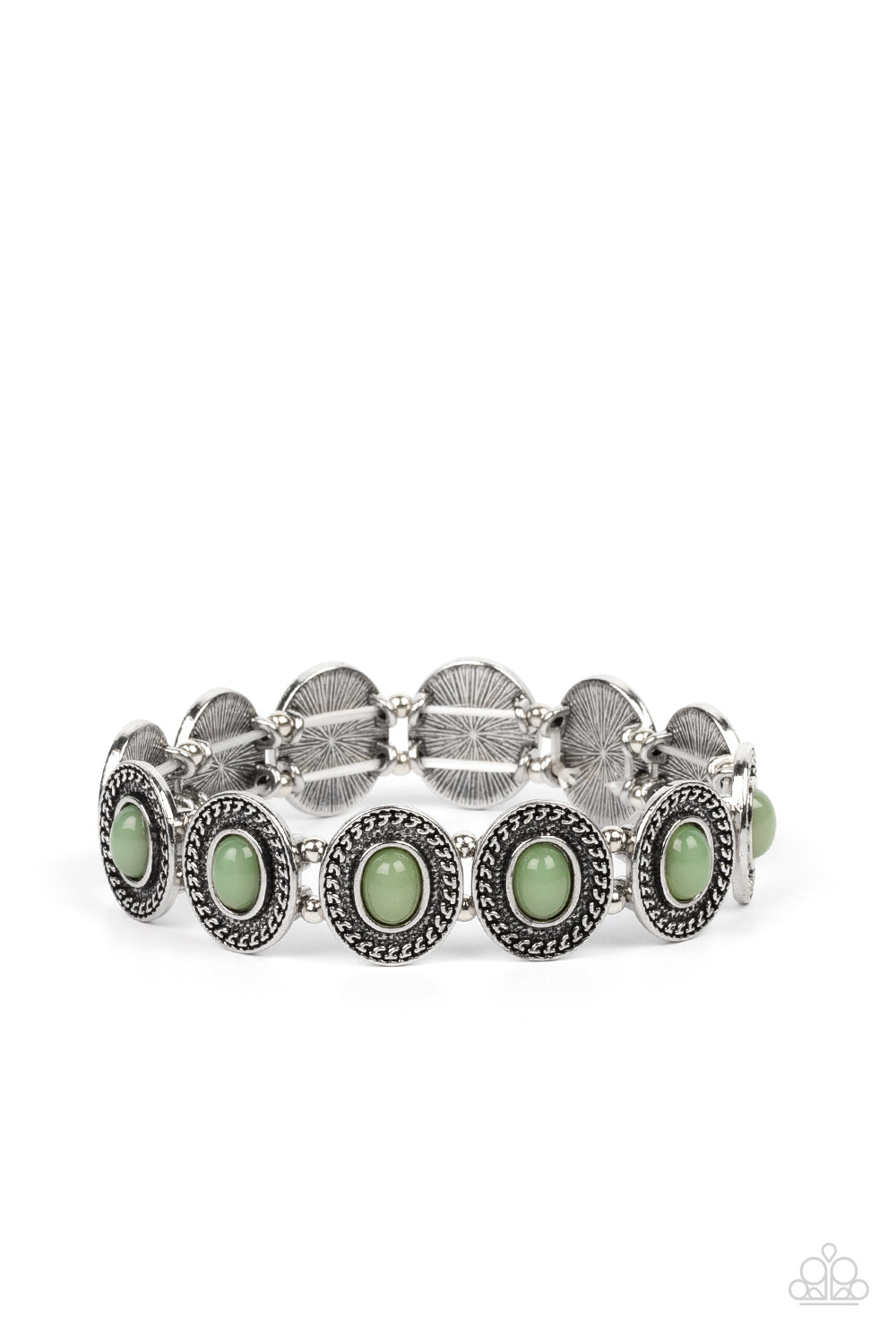 Dainty Delight - Green Basil Bead Stretch Bracelet Paparazzi B0649