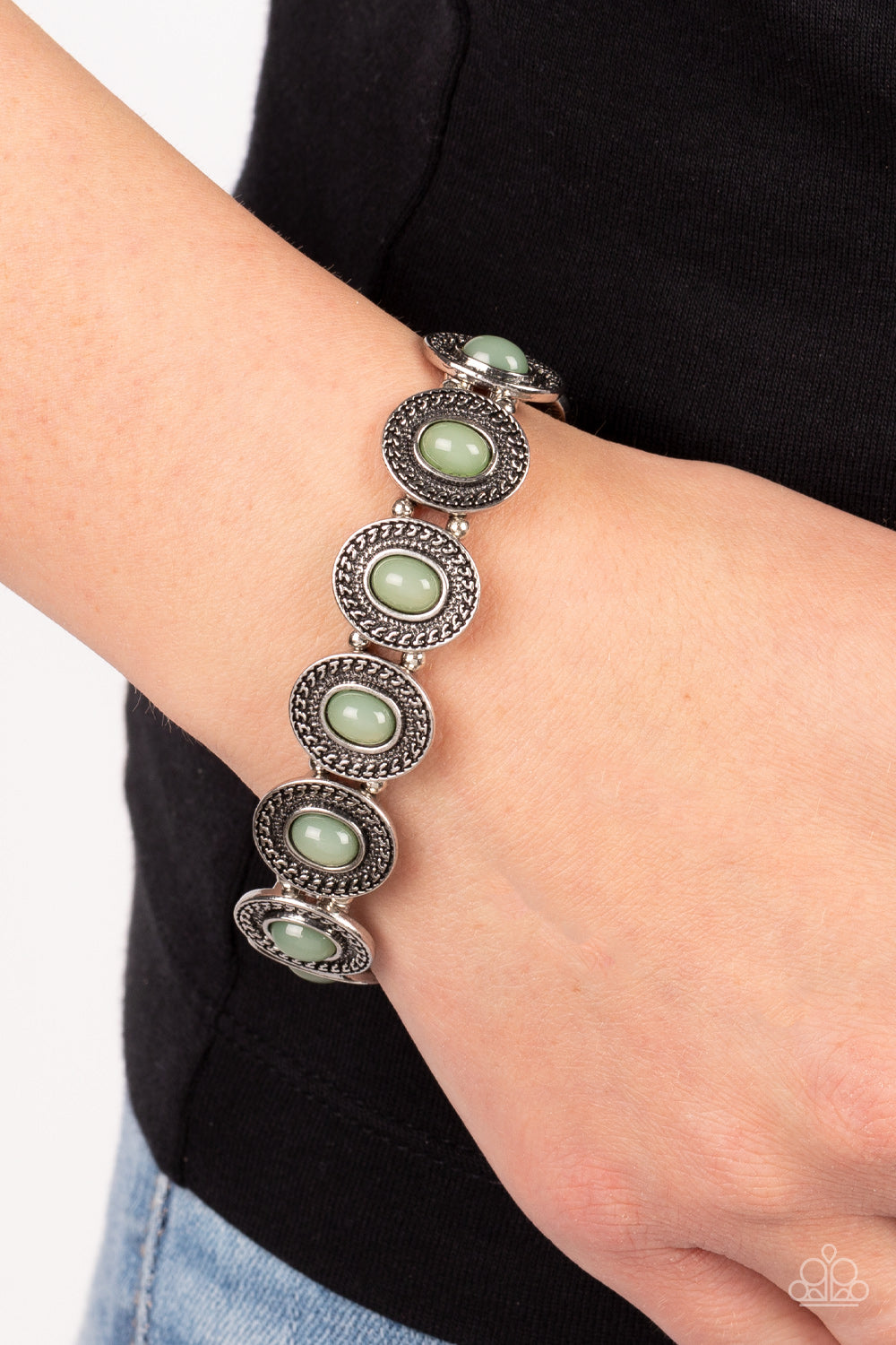 Dainty Delight - Green Basil Bead Stretch Bracelet Paparazzi B0649