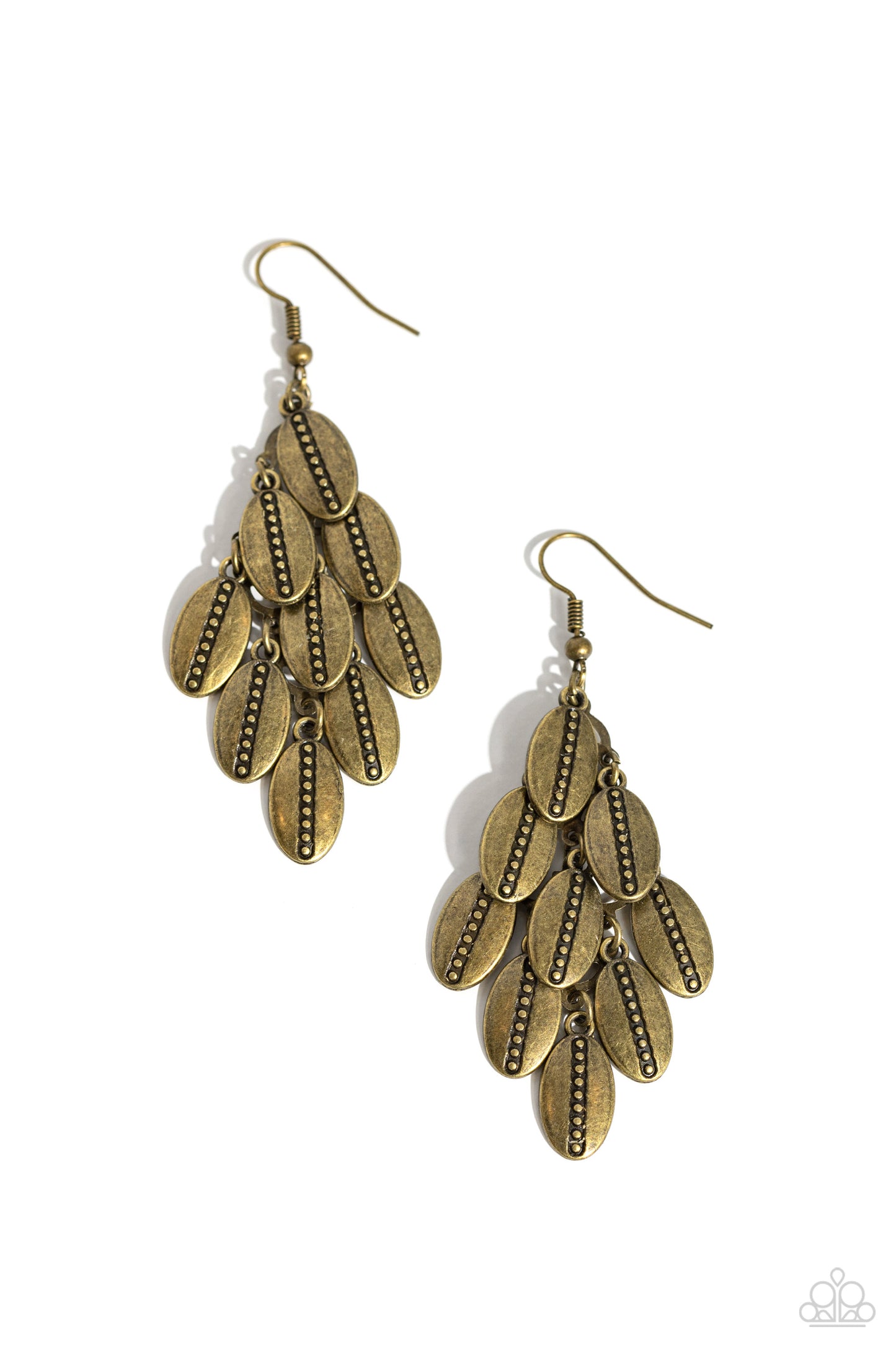 Tumbleweed Trek - Brass Rustic Chandelier Earring Paparazzi E1715