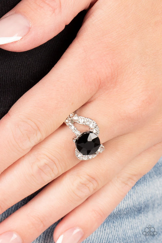 Blockbuster Boom Black And White Rhinestone Ring Paparazzi R0369