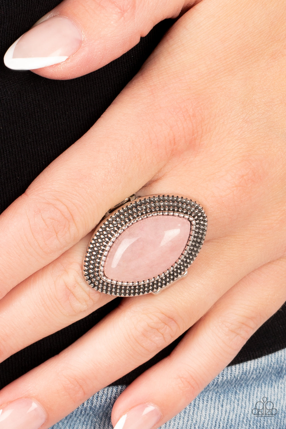 Artisanal Apothecary - Pink Marquise Rose Quartz Stone Ring Paparazzi R0590