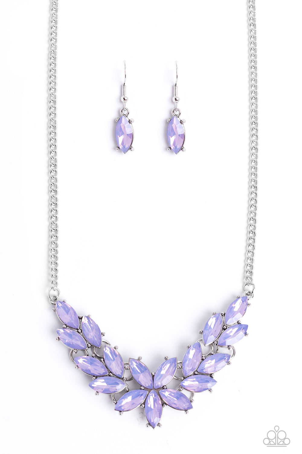 Ethereal Efflorescence - Purple Opaque Very Peri Gem Floral Necklace Paparazzi N1627