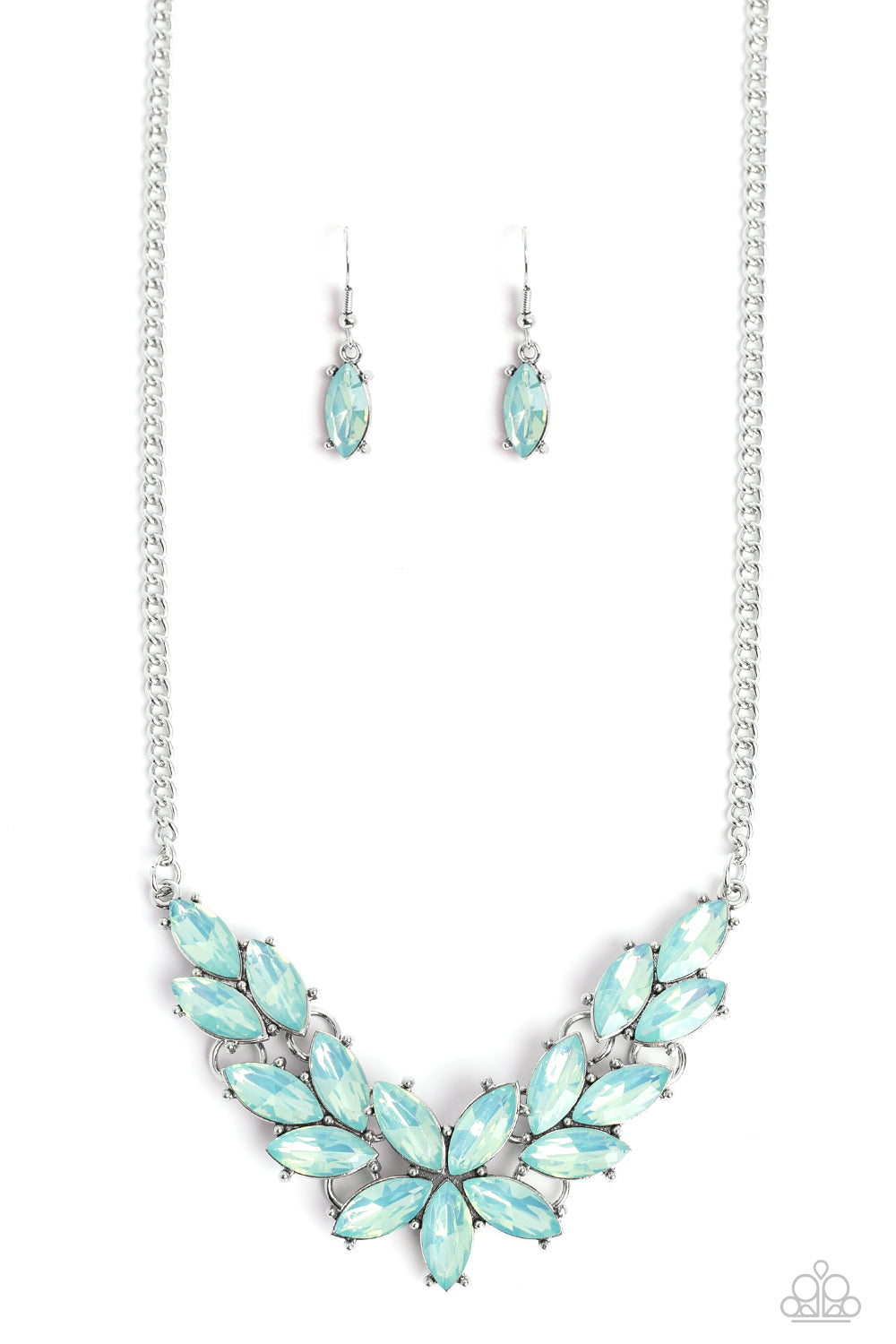 Ethereal Efflorescence - Green Opaque Marquise Gem Necklace Paparazzi N1580